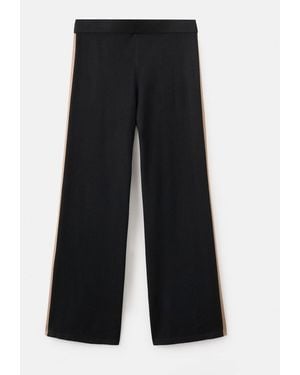 Mango Contrast Stripe Knit Trousers - Black