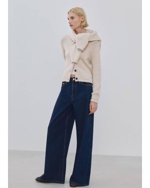 Mango Wide Leg Mid-Rise Jeans - Blue