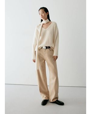 Mango Balloon Corduroy Pants - Natural