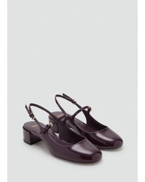 Mango Scarpa Tacco A Blocco Effetto Vernice Bordeaux - Rosso