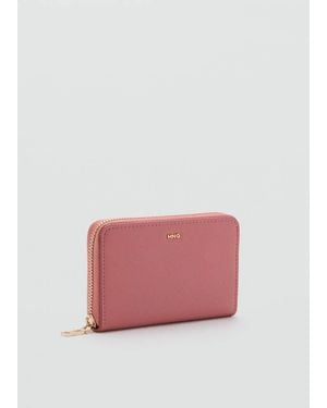 Mango Saffiano-Effect Wallet - Pink