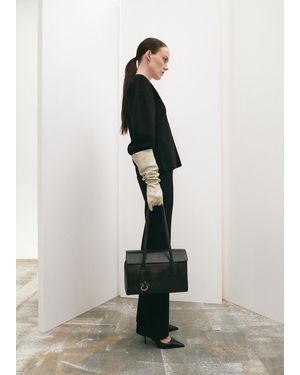 Mango Side Slit Knit Trousers - Natural