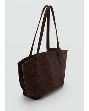 Mango Suede Mini Shopper Bag - Brown