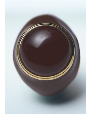 Mango Bague Pierre Semi-Précieuse Marron - Gris