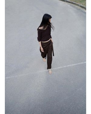 Mango Straight-Leg Trousers With Detachable Scarf - Grey