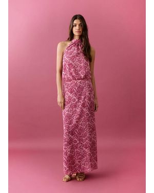 MANGO TEEN Printed Halter Neck Blouse - Pink