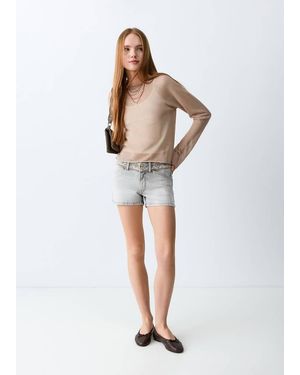 MANGO TEEN Embroidered Detail Mini Shorts - White