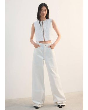Mango Embroidered Waistcoat With Bows - Natural