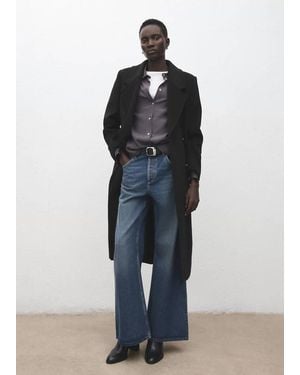 Mango Double-Breasted Wool Coat - Blue