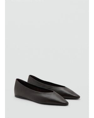 Mango Flat Leather Pointed Toe Shoe - White