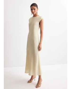 Mango Open Back Dress - White