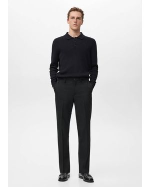 Mango Slim-Fit Flannel Trousers - Blue