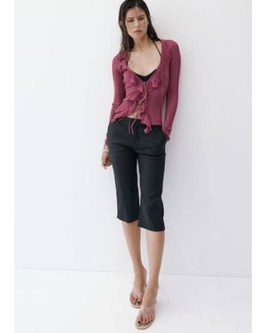 Mango Textured Knit Cardigan With Frill Detail