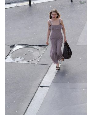 Mango Long Ruffled Dress - Grey