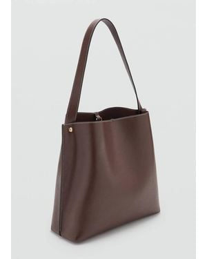 Mango Bucket Bag With Metal Details - Brown