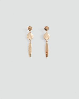 MANGO TEEN Long Textured Earrings - White