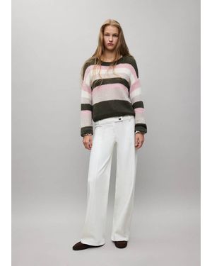 MANGO TEEN Wide-Leg Jeans With Crossover Closure - White