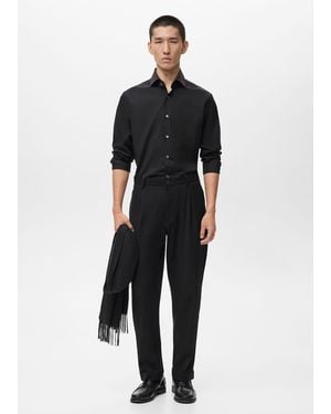 Mango Regular-Fit 100% Cotton Shirt - Black