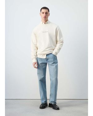 Mango Printed Sweatshirt 100% Cotton - White