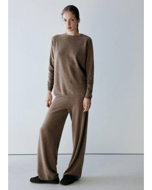 Mango Pullover 100% Cashmere Marrone Medio - Multicolore