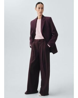 Mango Pantaloni Diritti Completo Lana Granato - Blu