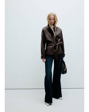 Mango Oversized Belted Jacket - Brown