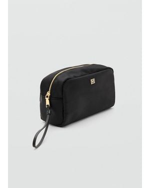 Mango Zipped Toiletry Bag With Logo - Black