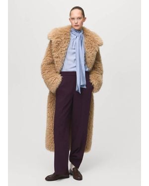 Mango High-Waist Straight Trousers - Blue