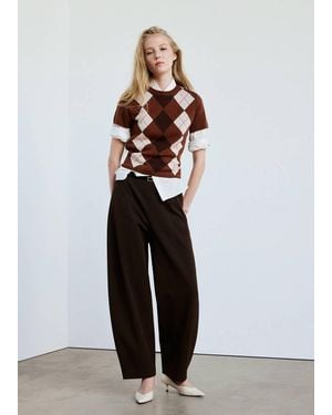Mango Balloon Pants With A Buckled Belt - Brown