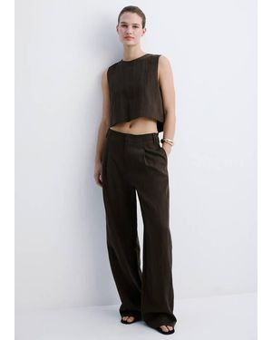 Mango Mid-Rise Lyocell Trousers - Brown
