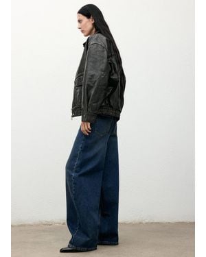 Mango Jeans Balloon Vita Media Blu Scuro Vintage