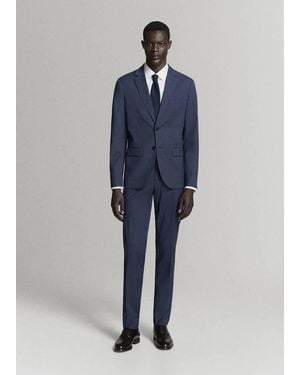 Mango Paris Slim Fit Suit Gilet - Blue