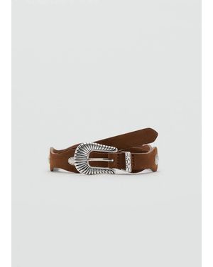 MANGO TEEN Thin Belt With Metal Buckle - White