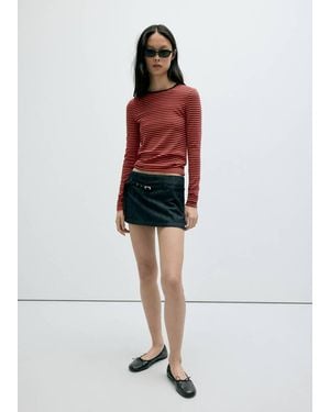 Mango Langarmiges Gestreiftes Shirt - Rot