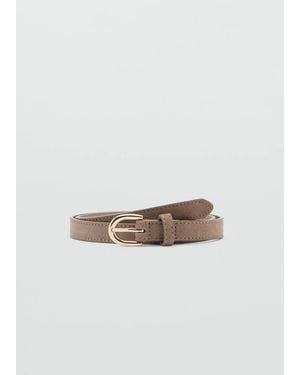 Mango Suede Leather Belt - Grey