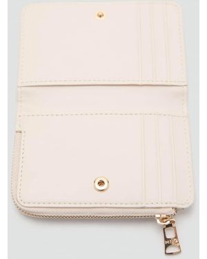 Mango Safiano-Effect Wallet With Flap - Natural
