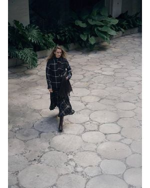 Mango Blouse With Check Pattern And Foulard Collar - Gray