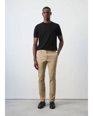 Mango Barna Slim-Fit Twill Chino Trousers - Natural
