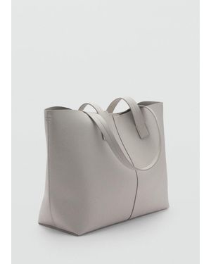 Mango Shopper Bag With Double Handle - Gray