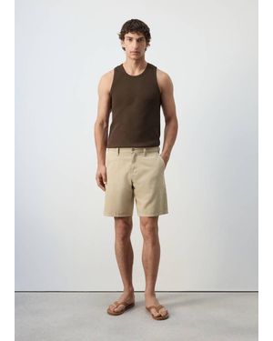 Mango Slim-Fit Cotton Tank Top - Brown