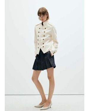 Mango Pleated Denim Skirt - White