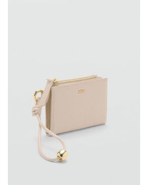 Mango Leather-Effect Wallet With Zip - Natural