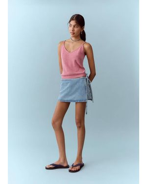 MANGO TEEN Shorts With Removable Scarf Detail - Blue