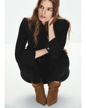 Mango Suede Kitten-Heel Boots - Black