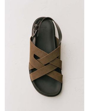 Mango Suede Leather Sandals With Crossed Straps - Multicolour