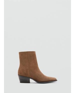 Mango Heel Suede Ankle Boot - Brown