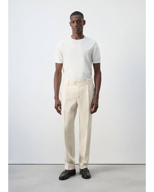 Mango Regular Fit Trousers - White