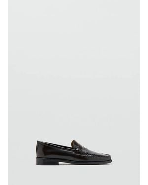 Mango Gathered Leather Loafers - White
