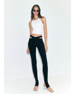 Mango Leggings With Cut-Out Waist - Blue