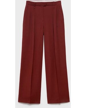 Mango Straight-Fit Pleated Trousers - Red